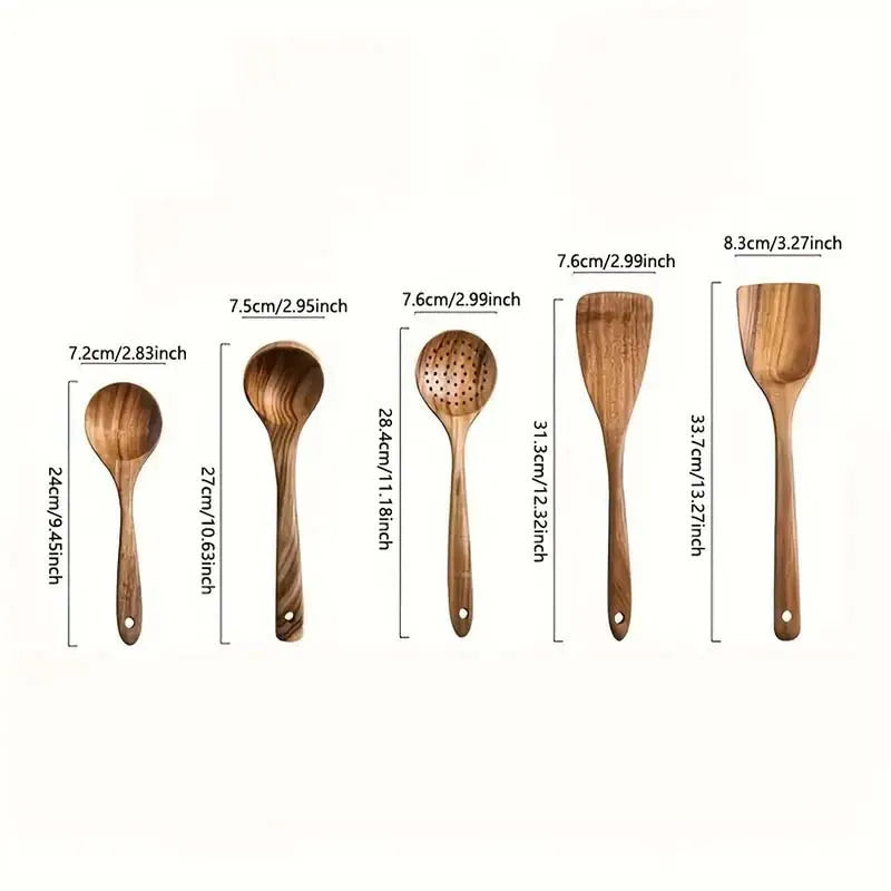 5-Piece Wooden Kitchen Utensils Set