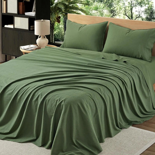 King Size Linen Sheet Set 4Pcs