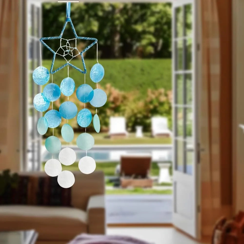 White Star Shaped Capiz Shell Wind Chimes