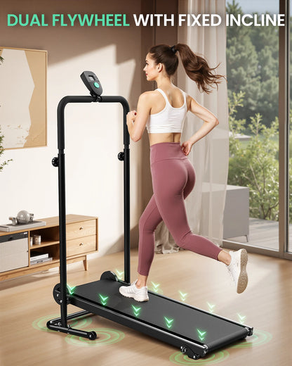 Non-Electric Treadmill with Dual Flywheel