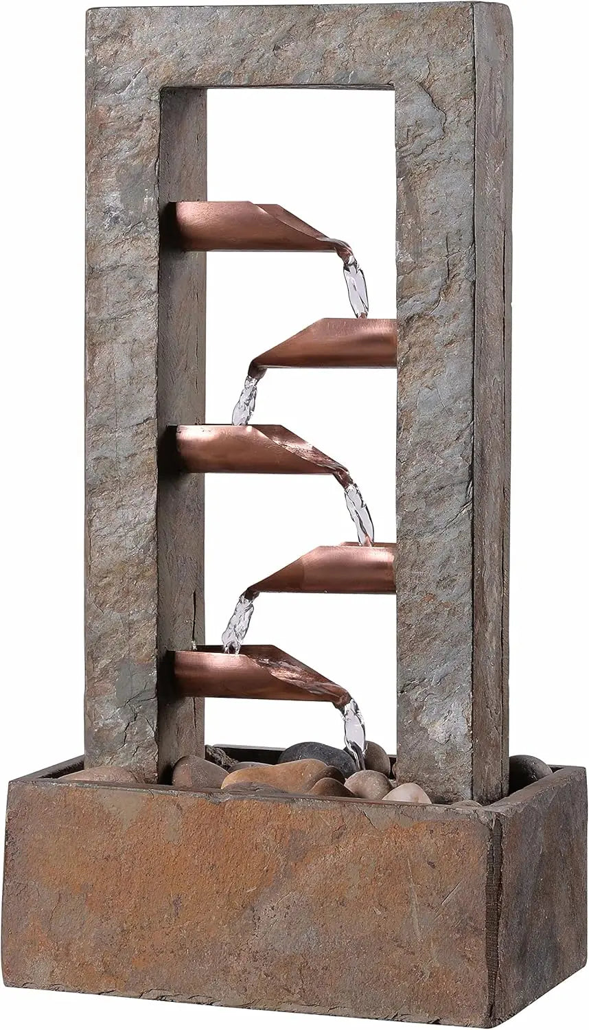 Slate Copper Indoor Table Waterfall Fountain