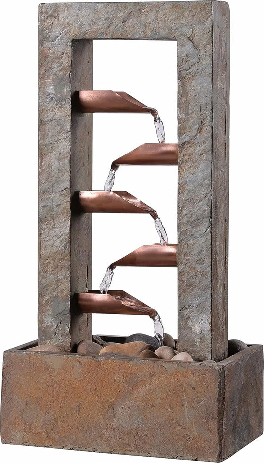 Slate Copper Indoor Table Waterfall Fountain