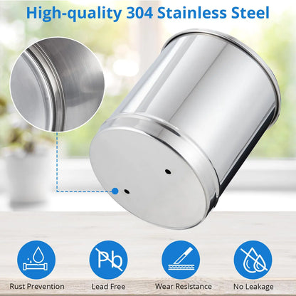 Water Filter System 304 Stainless Steel with 2 Black Carbon Filters and Anti-Slip Stand, Chlorine and Lead Reduction, 2.25Gallon