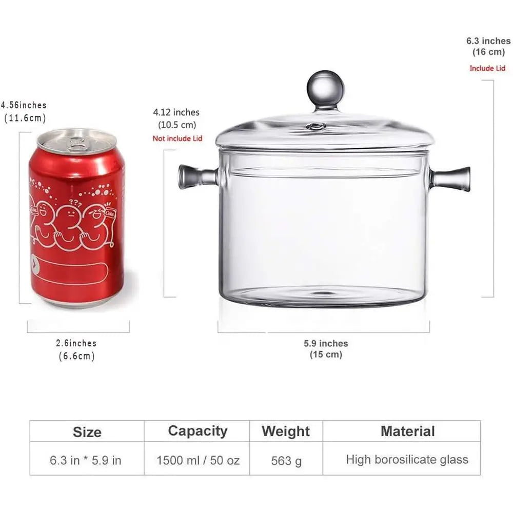 1.5L Heat-resistant Glass Stovetop Pot