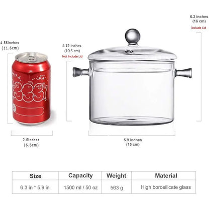 1.5L Heat-resistant Glass Stovetop Pot