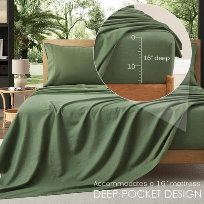 King Size Linen Sheet Set 4Pcs
