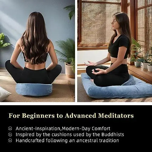 Meditation Zafu Cushion Set with Buckwheat Hulls & Memory Foam - Ergonomic Support for Yoga & Sitting
