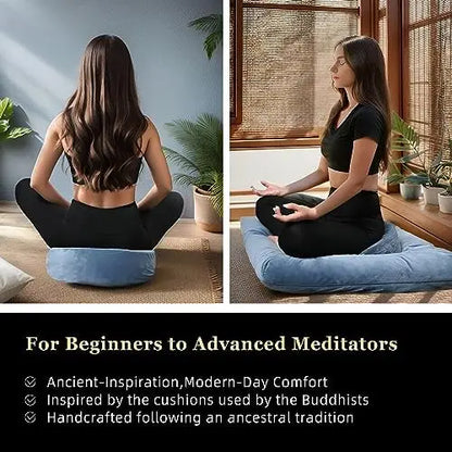 Meditation Zafu Cushion Set with Buckwheat Hulls & Memory Foam - Ergonomic Support for Yoga & Sitting