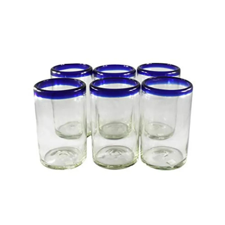 Cobalt Blue Rimmed Drinking Glasses