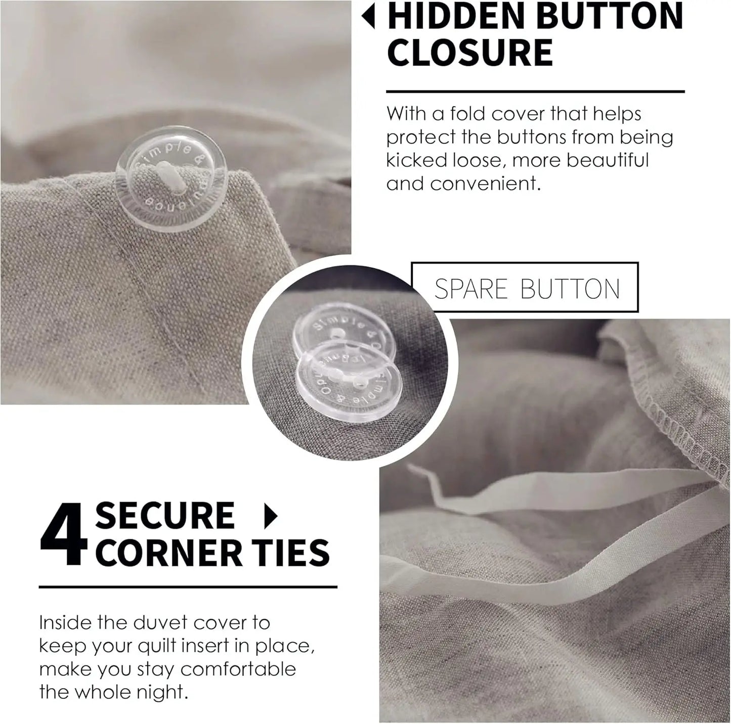 100% Linen Duvet Cover Set 3pcs King Size