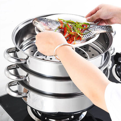 Stainless Steel Three-Layer Steamer Pot