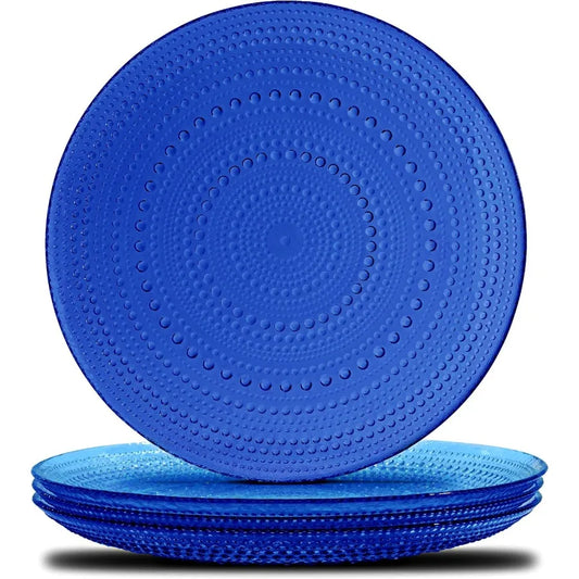 Cobalt Blue Vintage Hobnail Glass Plates