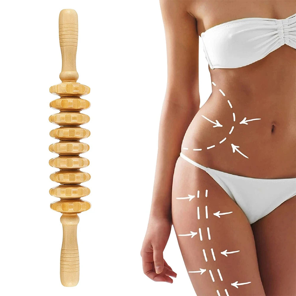 Curved Wood Massage Roller Stick