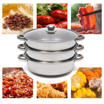 Stainless Steel Three-Layer Steamer Pot