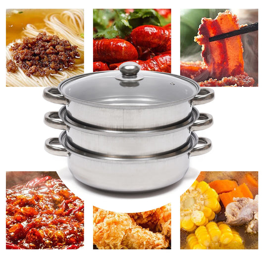Stainless Steel Three-Layer Steamer Pot