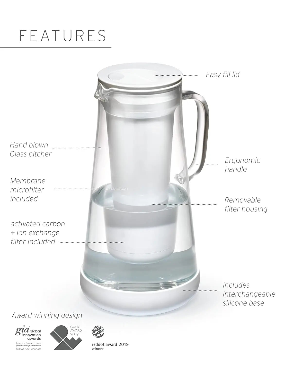 7-Cup Glass Water Filter Pitcher