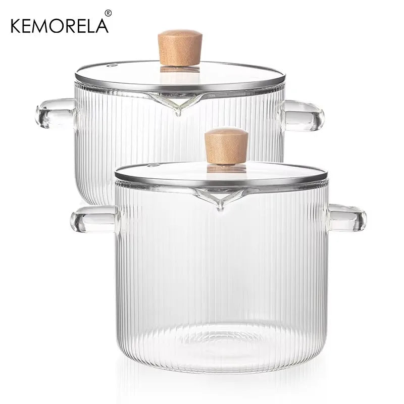 2 Pcs Clear Stock Pot Heat Resistant