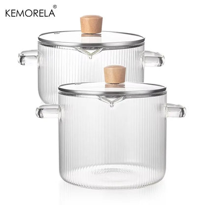 2 Pcs Clear Stock Pot Heat Resistant