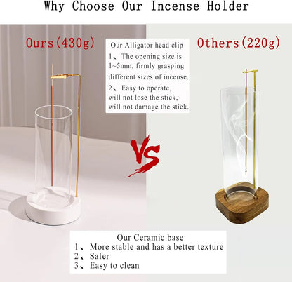 Wooden Incense Holder w/Glass Ash Catcher.