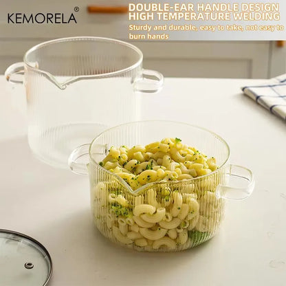 2 Pcs Clear Stock Pot Heat Resistant