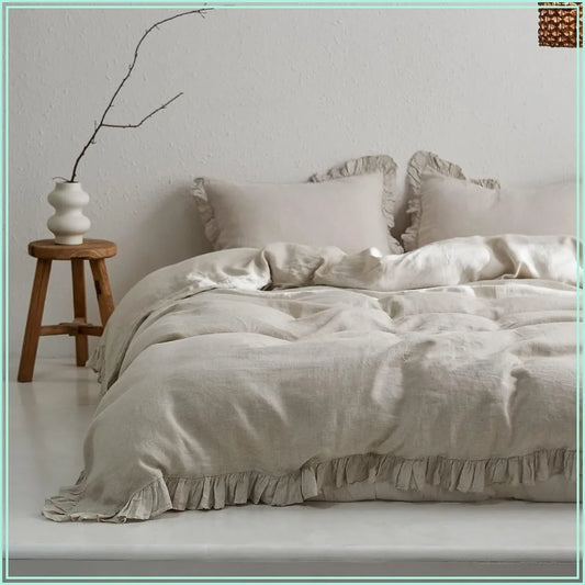 100% Linen Duvet Cover Set Queen Size,