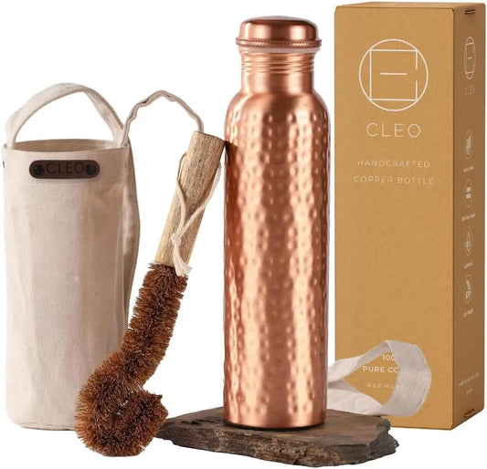 Hammered Copper Water Bottle Ayurvedic Wellness