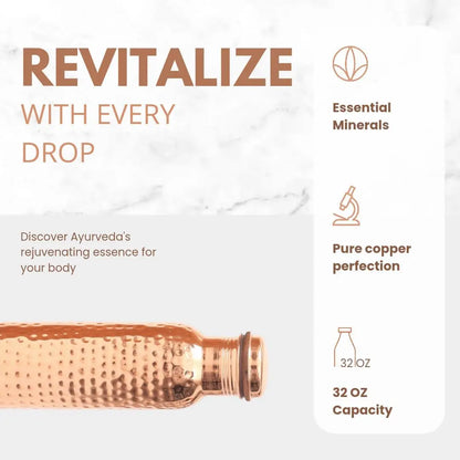 Hammered Copper Water Bottle Ayurvedic Wellness
