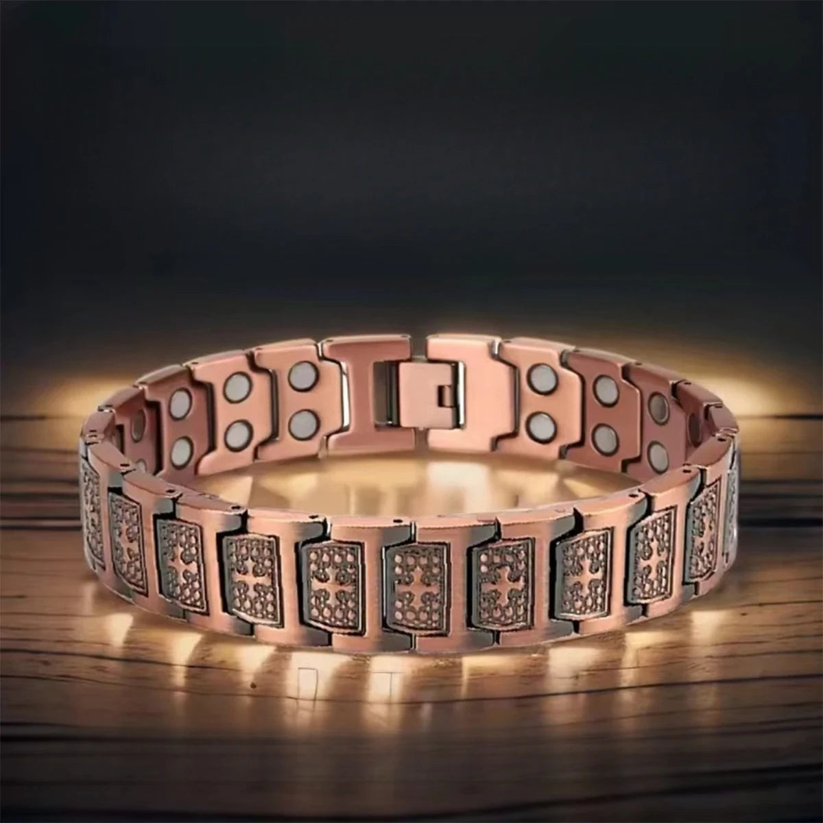 Cross-shaped Full Magnetic Copper Bracelet