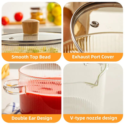 2 Pcs Clear Stock Pot Heat Resistant