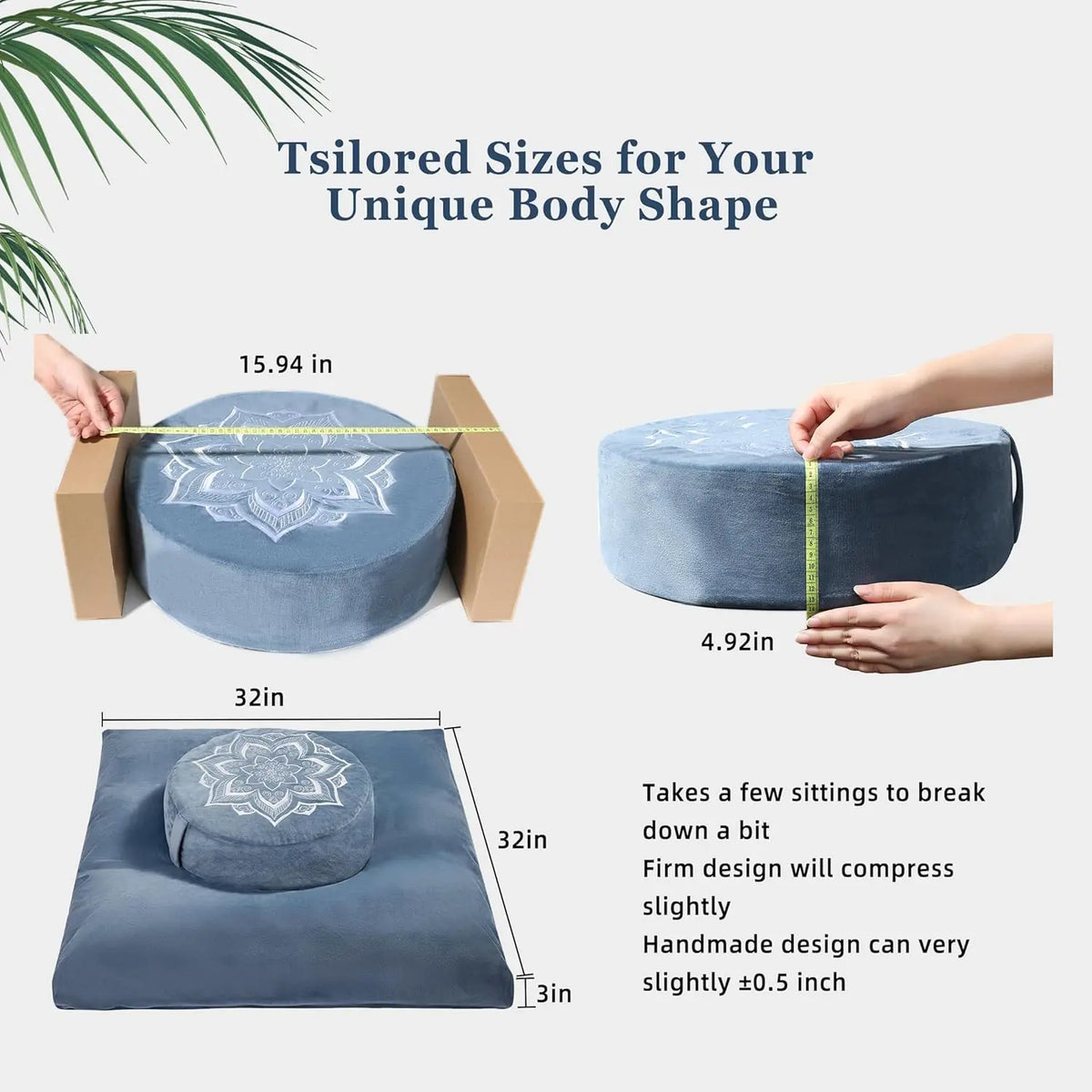 Meditation Zafu Cushion Set with Buckwheat Hulls & Memory Foam - Ergonomic Support for Yoga & Sitting